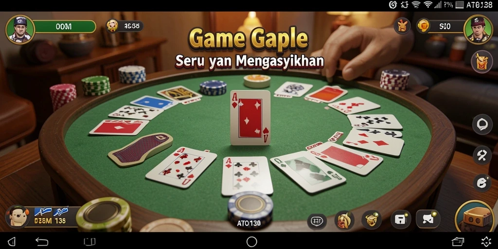 Screenshot ATOM138 menampilkan gameplay Gaple yang seru dan interaktif.