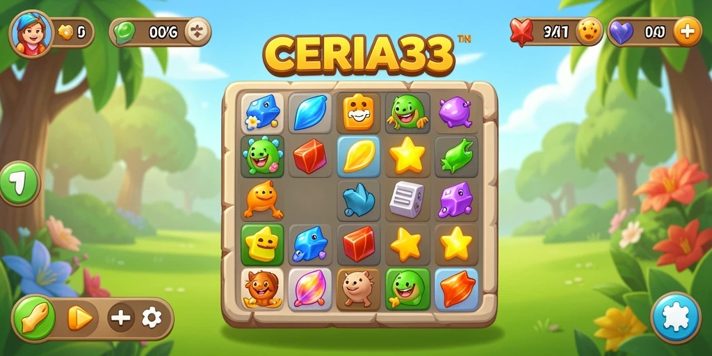 Tangkapan layar menunjukkan aksi seru dalam CERIA33 dengan gameplay Match-3 yang dinamis.