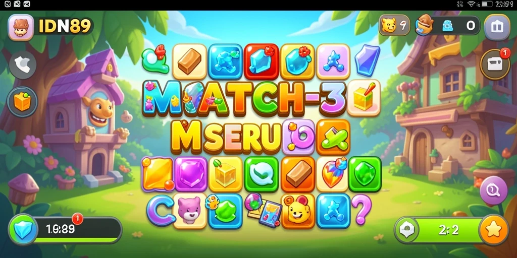 Tampilan gameplay menarik dari IDN89 Match-3 yang seru.