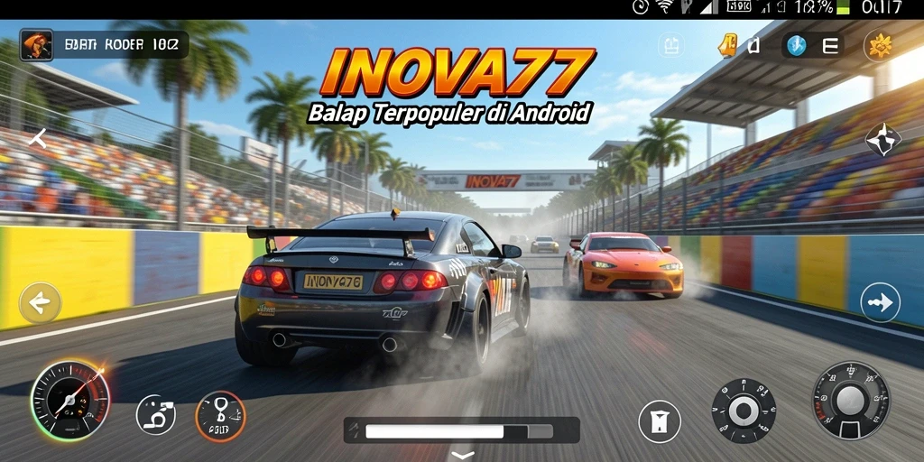 Tampilan gameplay balap yang menegangkan dan mendebarkan di INOVA77.