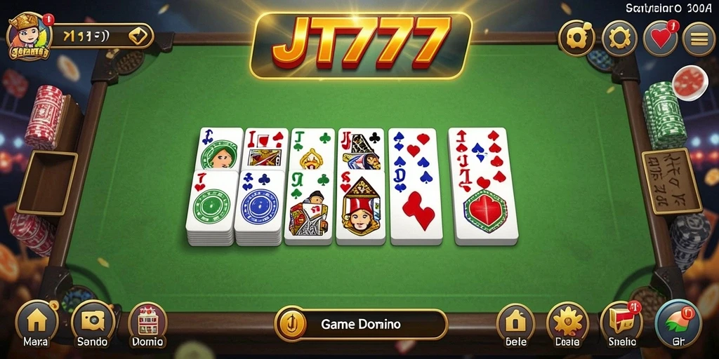 Tampilan menarik saat gameplay Domino di JT777.