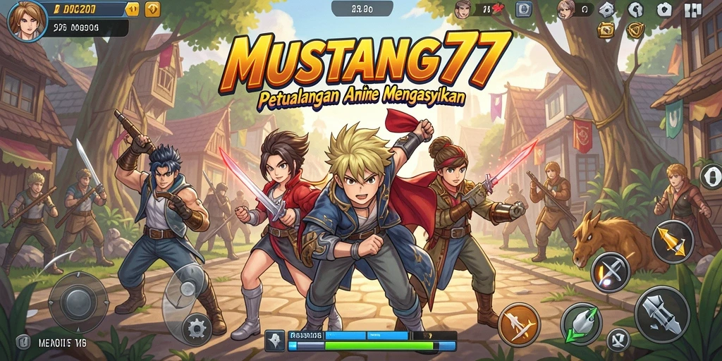 Tampilan gameplay <strong>MUSTANG77</strong> yang menarik dengan karakter Anime.