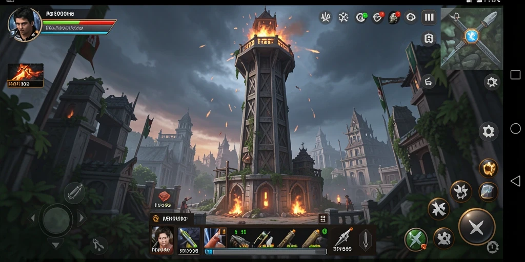 Screenshot utama PPV99 menunjukkan gameplay intens dalam pertahanan menara.
