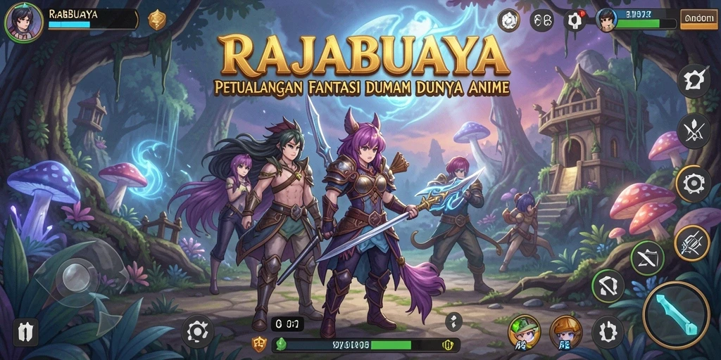 Tangkapan layar utama dari gameplay menampilkan karakter Anime beraksi.