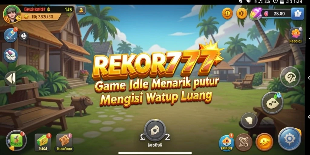 Tangkapan layar gameplay <strong>REKOR777</strong> menunjukkan karakter aktif dan sumber daya yang berkembang.