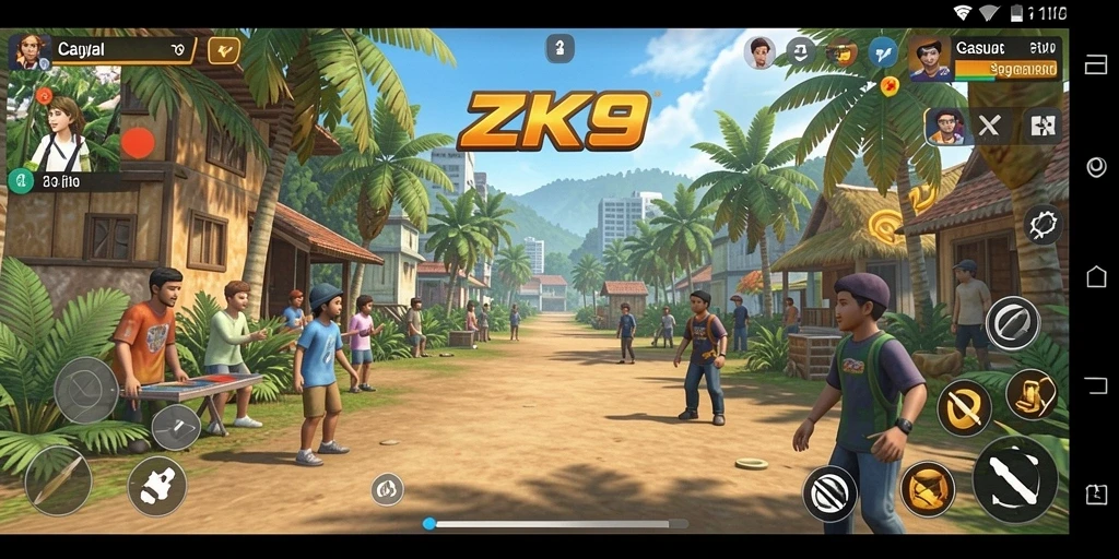 Screenshot utama ZK9 menunjukkan gameplay yang seru dan interaktif.